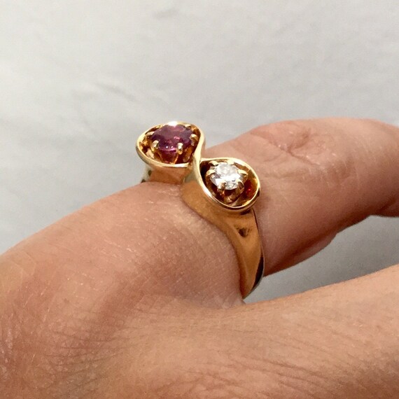 RUBY DIAMOND 18K GOLD Ring- Great Genuine Ruby - … - image 6