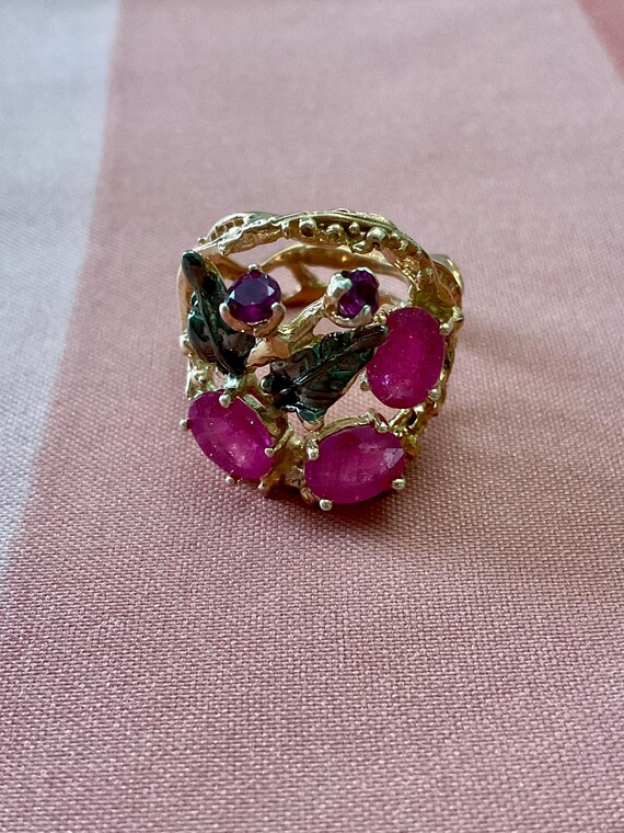 Exceptional RUBY GARNET 14K Rose GOLD/ Sterling R… - image 9