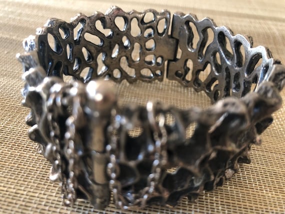 Sterling / pewter (?) brutalist handmade bracelet.