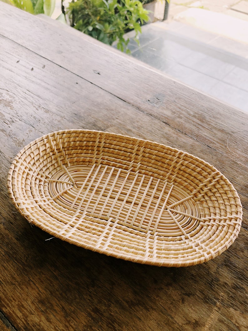 Tiny oval rattan wicker tray Etsy