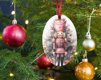 Hinoki Wood Christmas Ornament, Double-Sided Holiday Decor