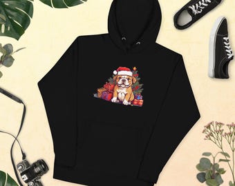 Christmas Dog Unisex Hoodie Black sweater dog lover tee Holiday sweater dog design gift shirt