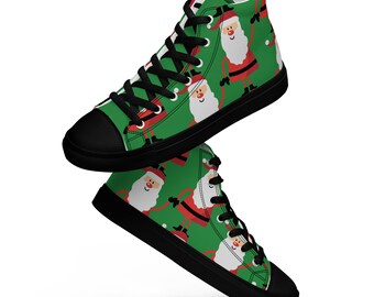 Men's Christmas High Top Shoes, Santa Print