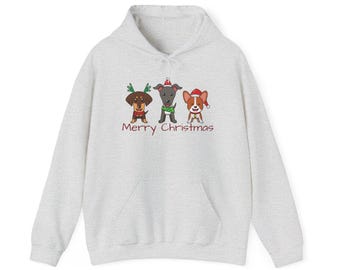 Christmas Dog Hoodie, Unisex Holiday Sweatshirt