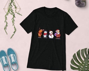 Christmas Short sleeve t-shirt Holiday shirt black tee Christmas gift santa clause shirt