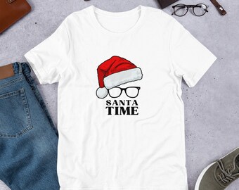 Man Christmas T-shirt black shirt gift shirt gift for dad white  tee holiday gift santa clause design tee