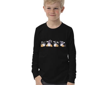 Youth long sleeve tee with Funny Ghosts