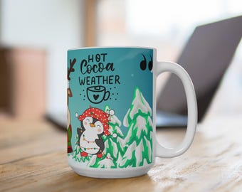 Christmas Penguin Ceramic Mug – Hot Cocoa Weather 15oz