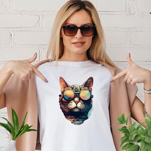Cool Cat Sunglasses Tee, Funny Cat Shirt, Pet Lover Gift, Unisex Cotton T-Shirt, Animal Apparel, Casual Wear cat lover shirt