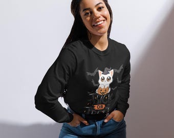 Trick and Treat Cat long Sleeve Unisex T-shirt