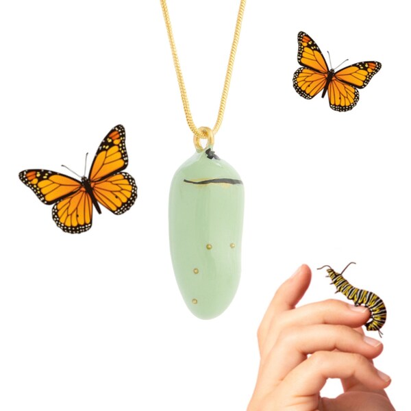 Monarch chrysalis necklace clearance