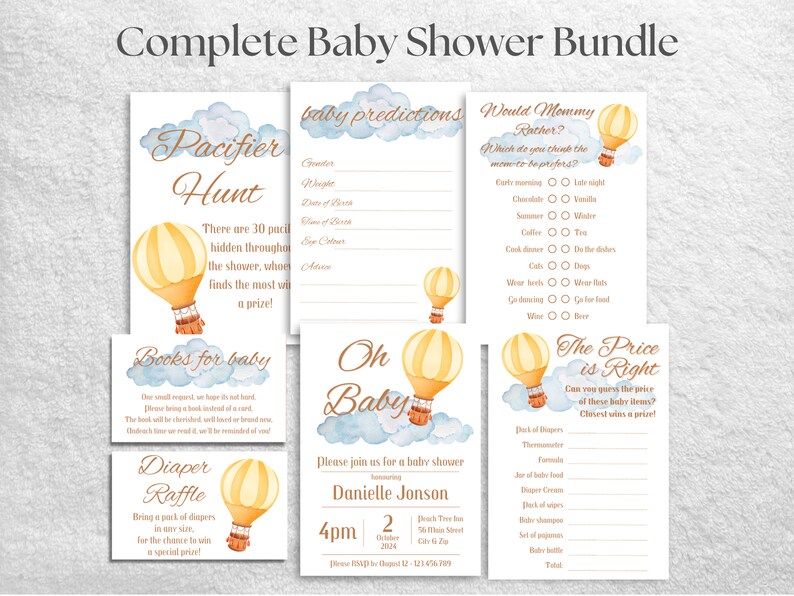Editable Baby Shower Bundle, Baby Shower Games, Editable Printable ...