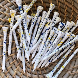 Splatter Golf Tees-Blue & Yellow image 1