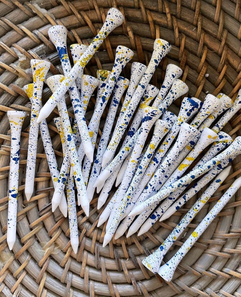 Splatter Golf Tees-Blue & Yellow image 1