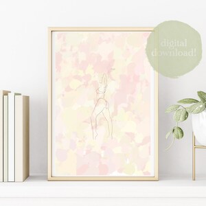 Sunshine Lady: Printable Wall Art, Digital Art Print Download, Woman Line Drawing, Summery Colored