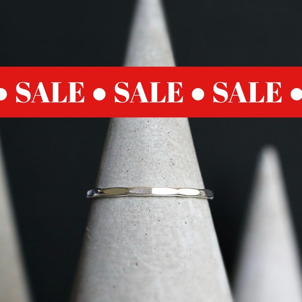 CLOSEOUT SALE! Thick Sterling Silver Hammered Stacking Ring, Handmade Solid Silver Ring, Simple Stackable Thick Silver Ring