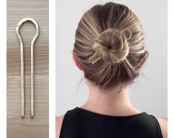 Large Brass Hair Pin, Brass Hair Fork, Large Metal Hair Pin, Bun Holder, Handmade Brass Hair Pick
