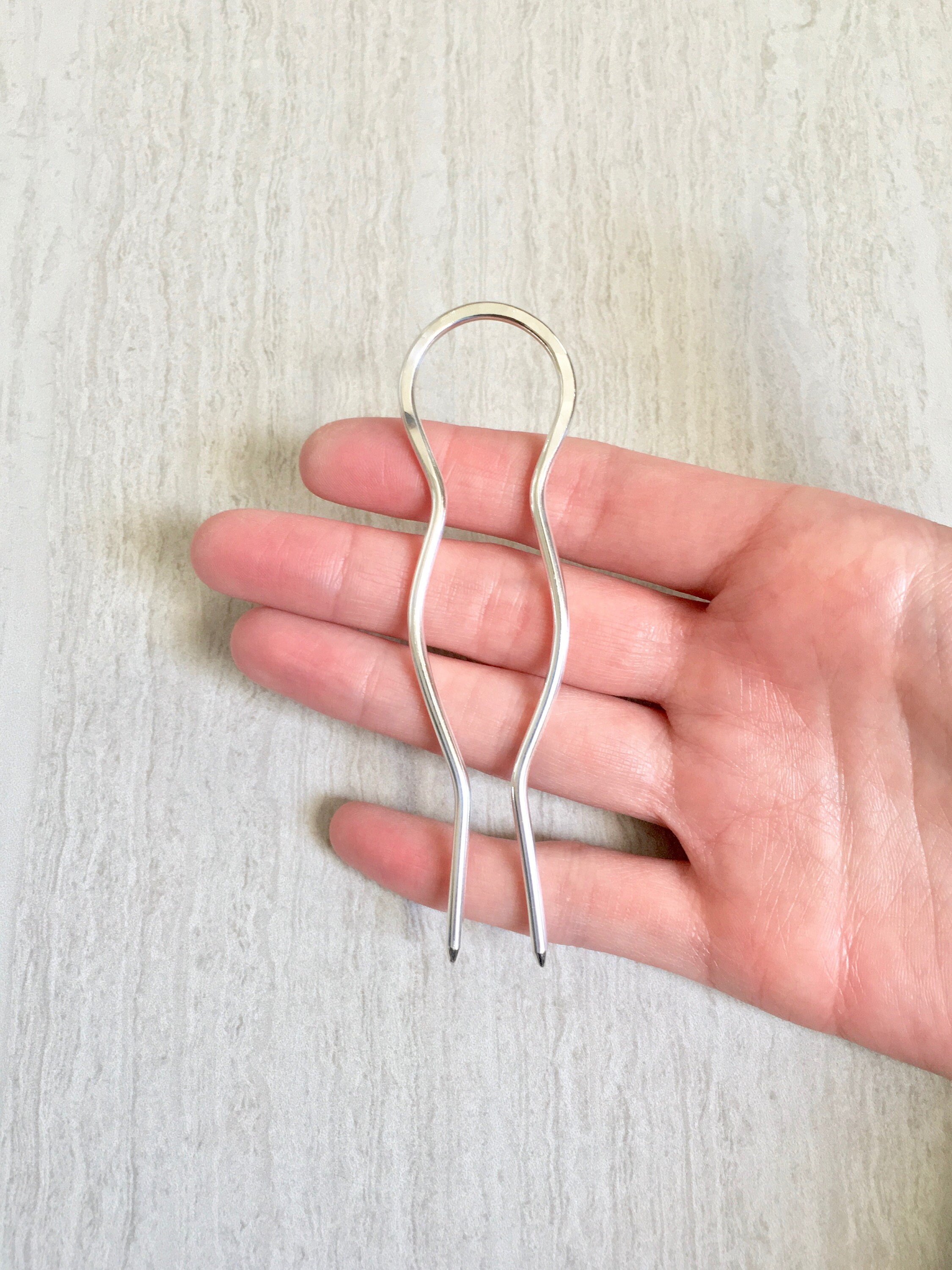 Large Lightweight Silver Hair Pin Sterling Silver Bun Holder Etsy