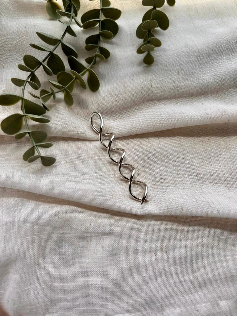 Spiral Silver Hair Pin, Sterling Silver Bun Holder, Handmade Silver Hair Tool, Minimalist Hair Jewelry
