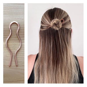 Small Lightweight Copper Hair Pin, Copper Bun Holder, Handmade Copper Hair Fork, Simple Minimalist Hair Pick