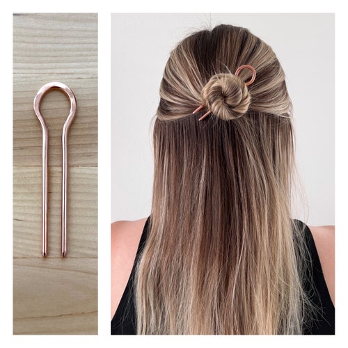 Small Copper Hair Pin Copper Hair Fork Metal Hair Pin Bun - Etsy
