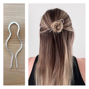 Small Lightweight Silver Hair Pin, Sterling Silver Bun Holder, Handmade Silver Hair Fork, Simple Minimalist Hair Pick