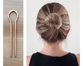 Large Copper Hair Pin, Copper Hair Fork, Large Metal Hair Pin, Bun Holder, Handmade Copper Hair Pick