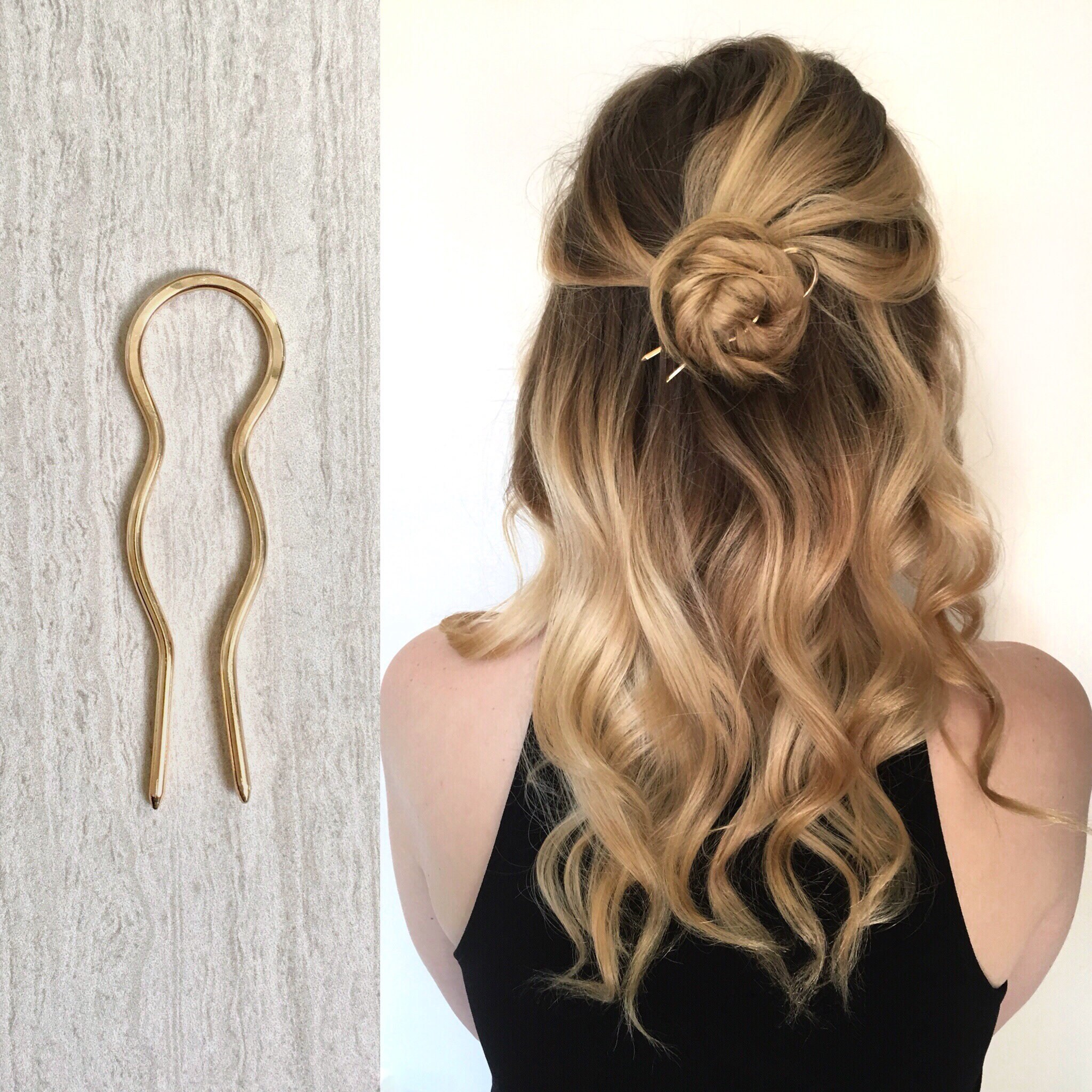 Small Lightweight Brass Hair Pin Brass Bun Holder Handmade Etsy