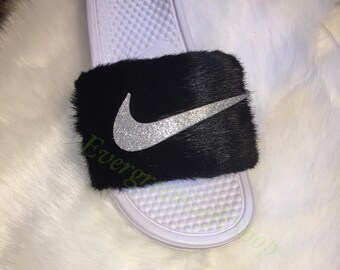 furry flip flops nike
