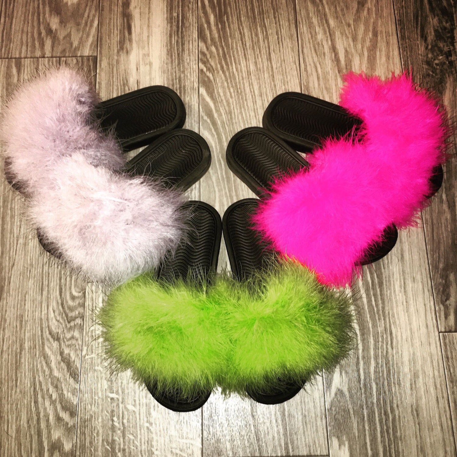 fuzzy nike sandals