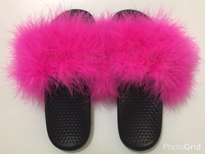 fluffy nike slides