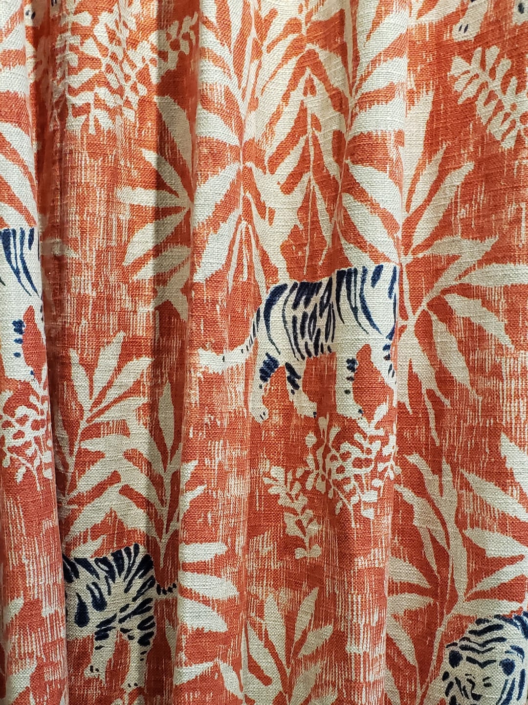Le Tigre Curtains Drapery Panels Tiger Floral Pattern Etsy
