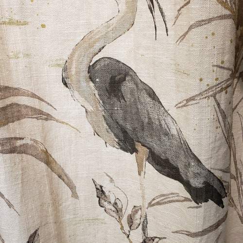 Great Blue Heron Curtains Drapery Panels Floral Pattern Etsy