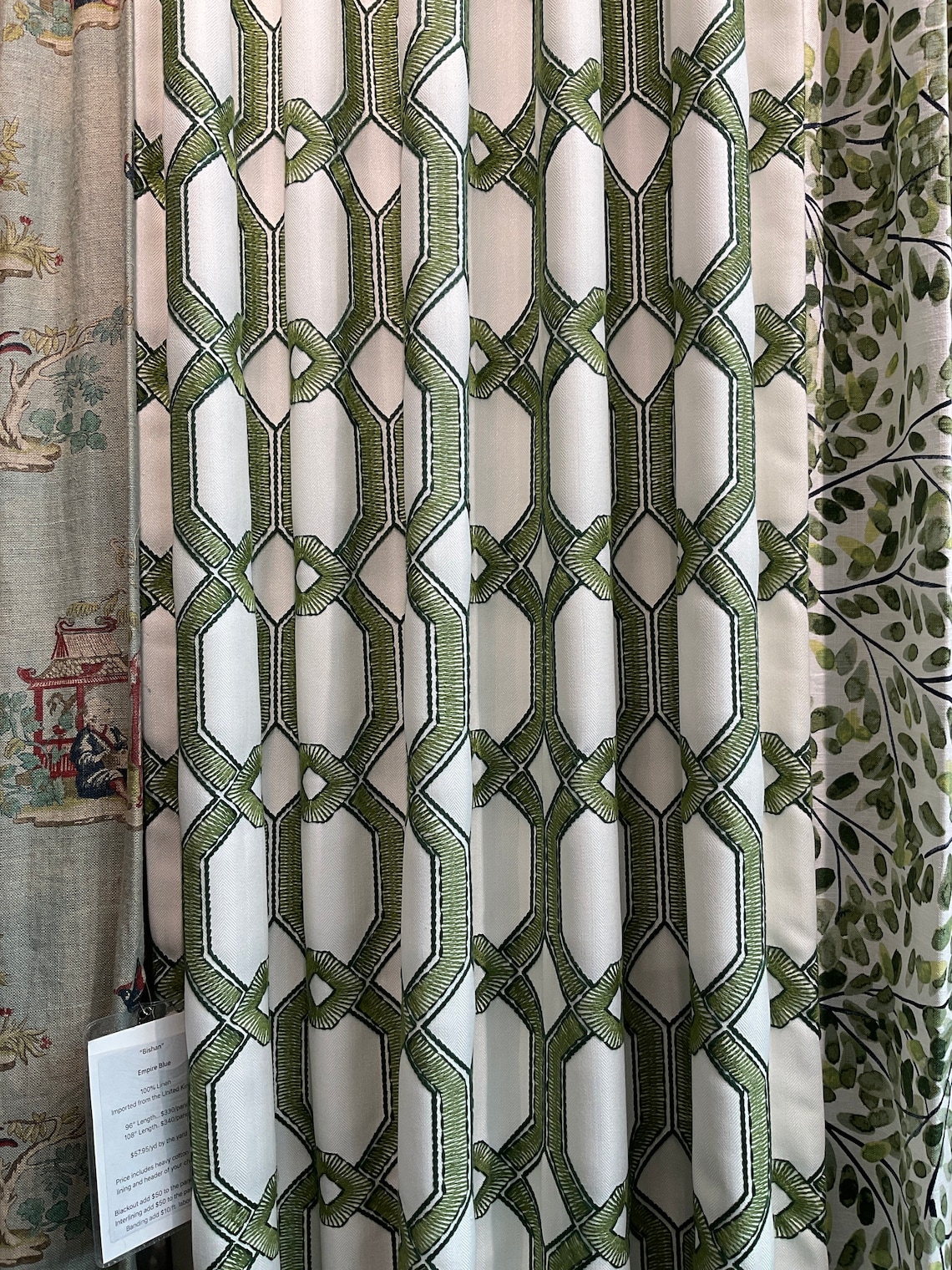 Avenue Grass Green Geometric Curtains Drapery Panels Floral Etsy