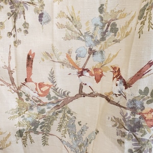 Emily Woodland Curtains Drapery Panels Birds Floral Pattern  /Made in USA, NO tariffs