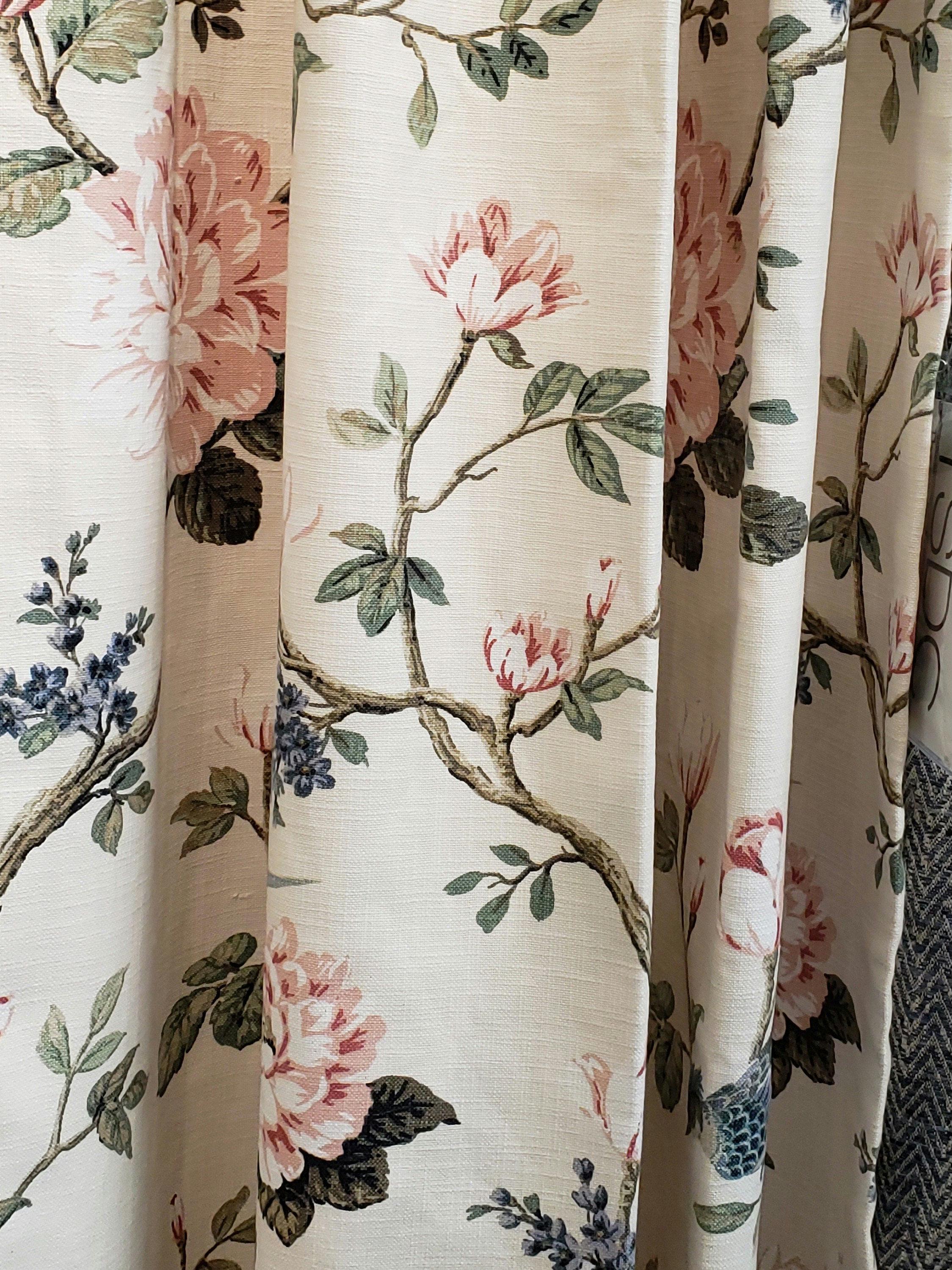 Spring Color Drape Joyful Spring Curtains Drapery Panels Birds Floral Pattern /made in USA ...