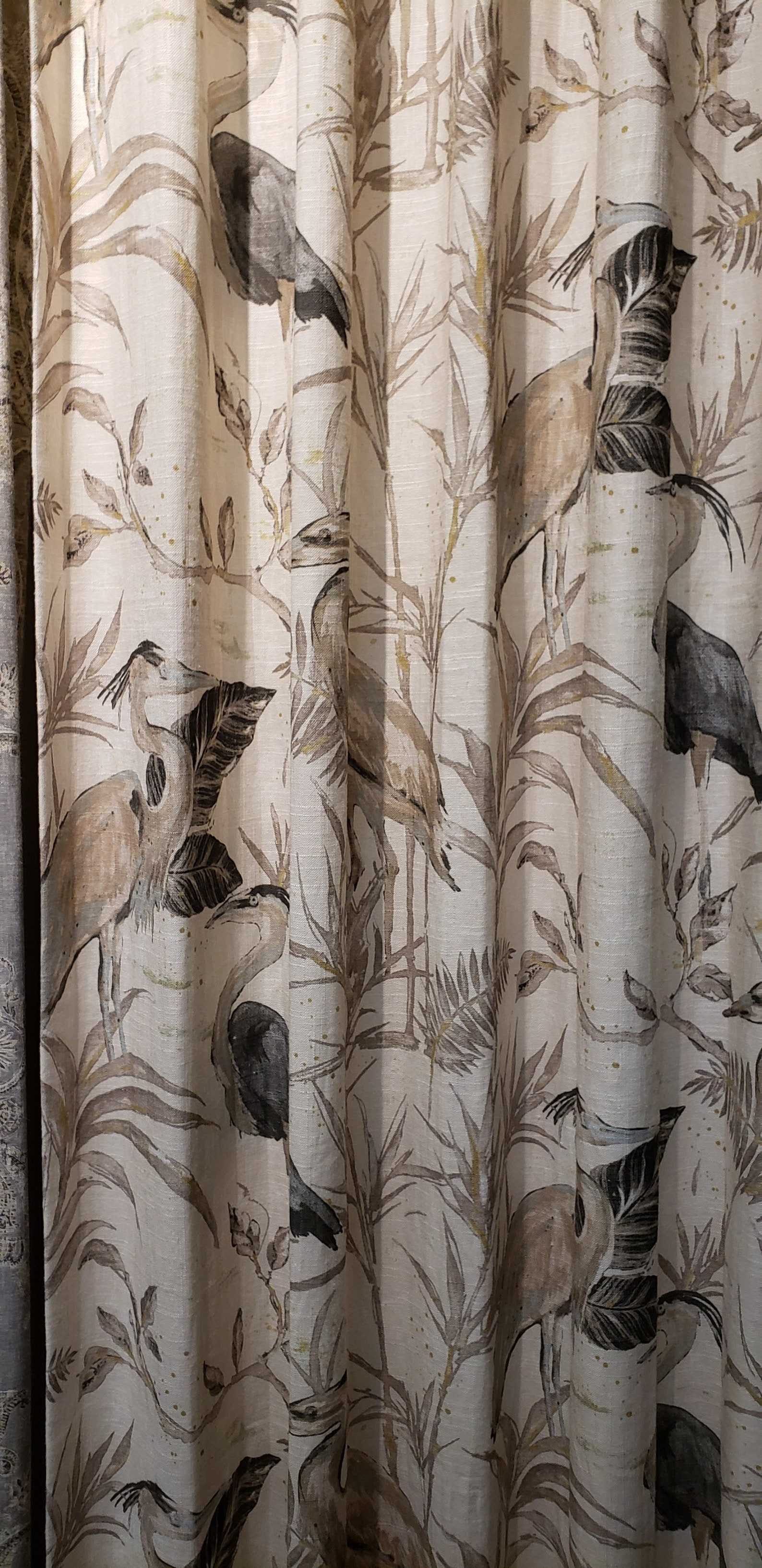 Great Blue Heron Curtains Drapery Panels Floral Pattern Etsy