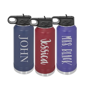 Name on Insulated Tumbler or Water Bottle - Laser Engraved-Perfect Retirement Gift-15 OZ, 16 OZ, 20 OZ, 32 oz