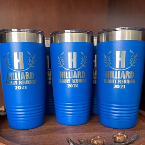 Family Reunion Favor, Insulated Vacation Tumbler Customized with Family Name, Reunion Information