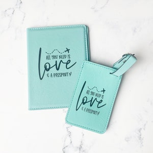 Engraved Passport Holder, Custom Passport Wallet with Luggage Tag, Luggage Id, Passport Cover for Kids