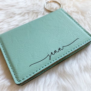 Cartera de llavero personalizada, soporte de identificación personalizado, llavero de cartera de cuero, regalos de dama de honor, cartera de llavero