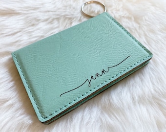 Personalized Keychain Wallet, Custom ID Holder, Leather Wallet Keychain, Bridesmaid Gifts, Keychain Wallet