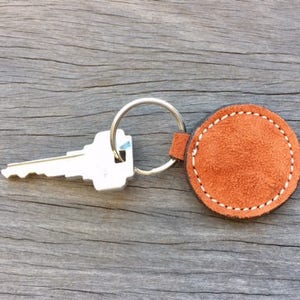Rust Keychain,Leather Keychain,Suede Keychain,Key Holder,Groomsmen Gift,Birthday Gift,Round Keychain,Keychain,Key Fob,Orange Key Fob,KeyRing image 3