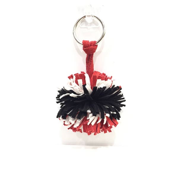 Atlanta Falcons,Georgia Bulldogs,Maryland Football,Maryland Terrapins,REDandBLACKandWHITE KeyFob,Pompom Keychain,Pompom Clip,FREE SHIPPING