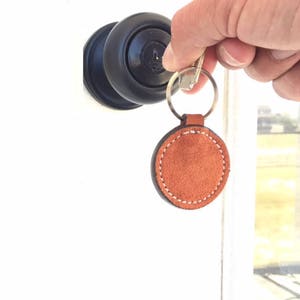 Rust Keychain,Leather Keychain,Suede Keychain,Key Holder,Groomsmen Gift,Birthday Gift,Round Keychain,Keychain,Key Fob,Orange Key Fob,KeyRing image 4