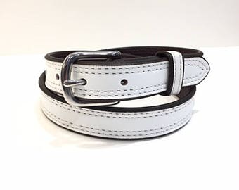 White Leather Belt,White Belt,Leather Belt,Ladies Belt,Bright White Belt,Beach Belt,Resort Wear,Skinny Belt-Ships NEXT DAY FREE