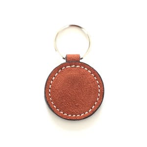 Rust Keychain,Leather Keychain,Suede Keychain,Key Holder,Groomsmen Gift,Birthday Gift,Round Keychain,Keychain,Key Fob,Orange Key Fob,KeyRing image 1