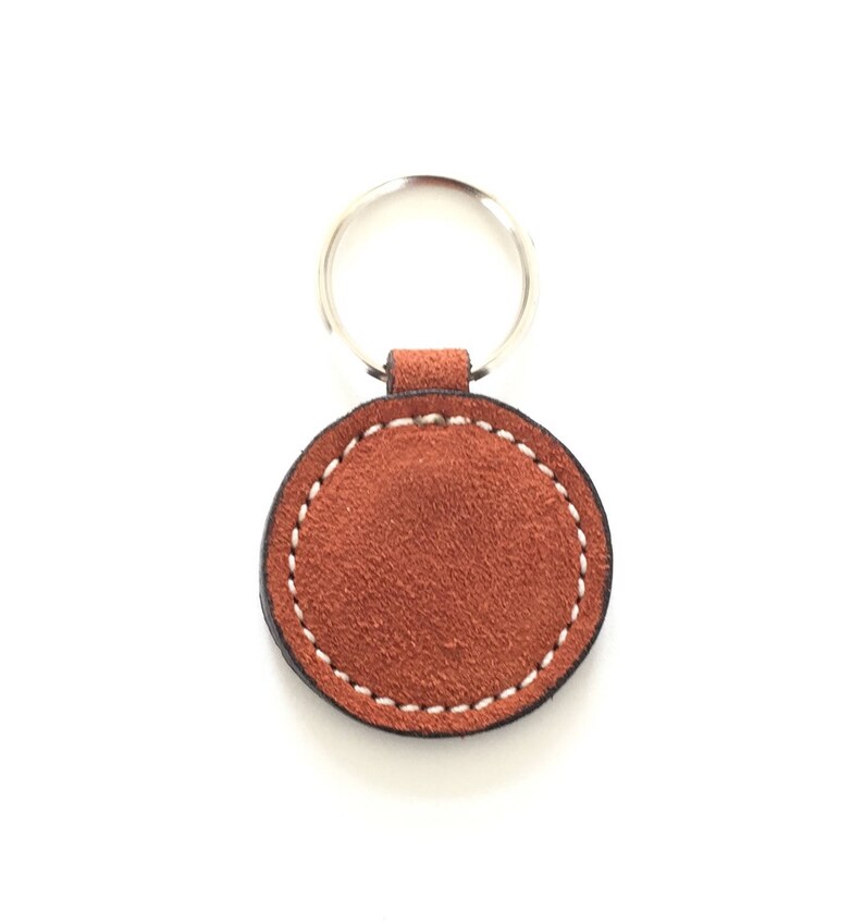 Rust Keychain,Leather Keychain,Suede Keychain,Key Holder,Groomsmen Gift,Birthday Gift,Round Keychain,Keychain,Key Fob,Orange Key Fob,KeyRing image 1