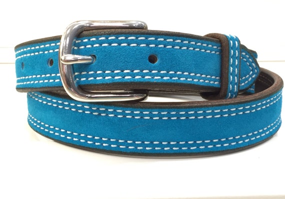 Turquoise Suede Belt Turquoise Leather Beltturquoise | Etsy