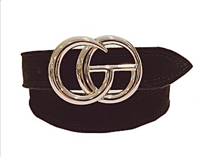 Black Suede Belt With Silver Buckle, Women's Belt, Ladies Belt, Fashion